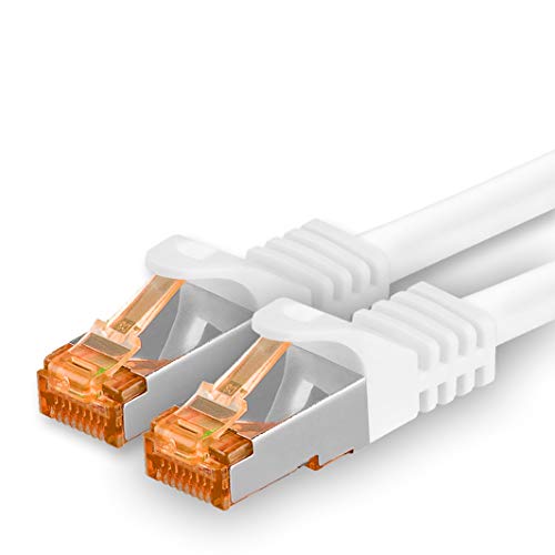 1aTTack.de 20m - Cat.7 Netzwerkkabel Weiß - 1 Stück Gigabit Ethernet LAN Kabel 10000 Mbit s Patchkabel Cat7 Kabel S FTP PIMF Schirmung LSZH Cat.7 Rohkabel Rj45 Stecker Cat 6a - 1 x 20 Meter von 1aTTack.de