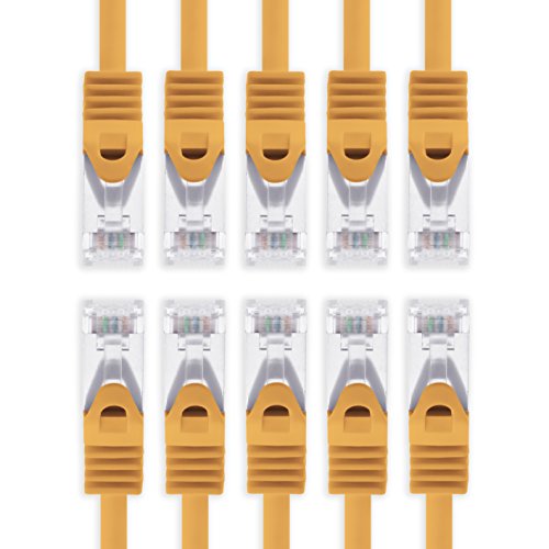 2m - orange - 10 Stück CAT.7 Netzwerkkabel Sftp (Rohkabel) Patchkabel (SET) 10000Mbit/s - 500 MHz konfektioniert mit 2 RJ45 Stecker Cat6a von 1aTTack.de