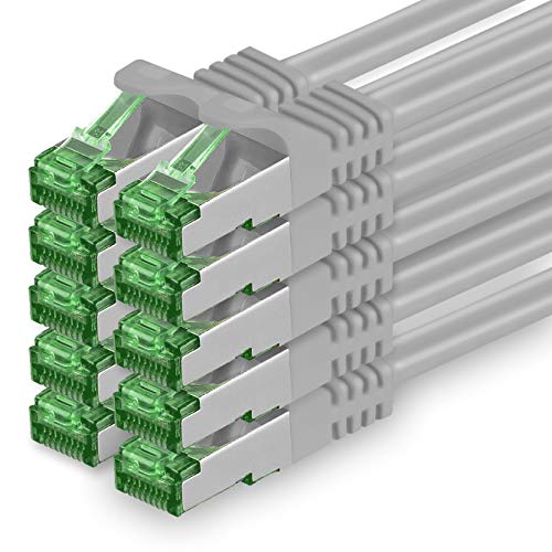 3 M Cat.7 Netzwerk-Kabel 10 Stück Cat7 Patch-Kabel LAN-Kabel Ethernet RJ45 10 Gbit/s (Alle Internetgeschwindigkeiten) Grau 3 Meter von 1aTTack.de