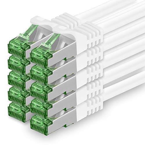3 M Cat.7 Netzwerk-Kabel 10 Stück Cat7 Patch-Kabel LAN-Kabel Ethernet RJ45 10 Gbit/s (Alle Internetgeschwindigkeiten) Weiß 3 Meter von 1aTTack.de