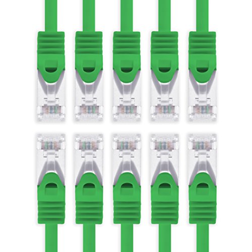 3m - grün - 10 Stück Cat7 Netzwerkkabel SFTP Patchkabel Lankabel Rohkabel 10GB/s - 500 Mhz konfektioniert mit 2 RJ45 Stecker Cat 6a von 1aTTack.de