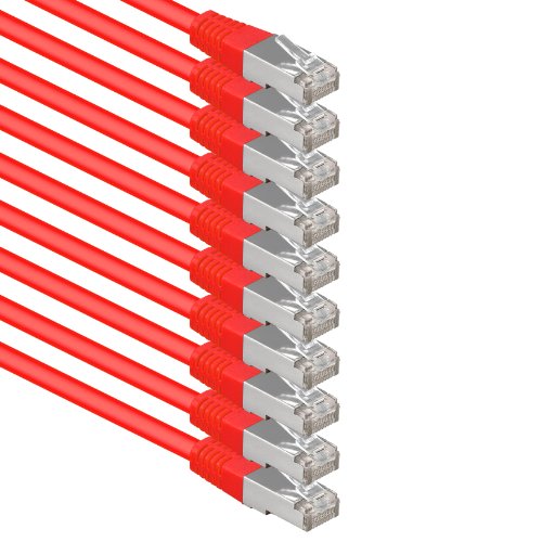 5m rot - 10 Stück Cat.6 Patchkabel Netzwerkkabel CAT6 S-FTP Gigabit Lan PIMF CAT 6 Kupfer CU Halogenfrei Internet DSL Spielkonsole Smart TV 5m rot - 10 Stück Cat.6 Patchkabel Netzwerkkabel CAT6 S-FTP Gigabit Lan PIMF CAT 6 Kupfer CU Halogenfrei Internet DSL Spielkonsole Smart TV von 1aTTack.de