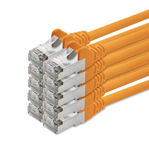 7,5m - Orange - 10 Stück Cat 5e Kabel Patchkabel Lankabel Set Netzwerkkabel SFTP Kompatibel zu Cat5 Cat6 Cat7 Cat8 für Router Modem Patchpanel Internet Smart TV von 1aTTack.de