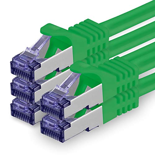 1aTTack.de Cat.7 Netzwerkkabel 0,5m - Grün - 5 Stück - Cat7 Patchkabel (SFTP/PIMF/LSZH) Rohkabel 10 Gb/s mit Rj 45 Stecker Cat.6a - 5 x 0,5 Meter Grün von 1aTTack.de