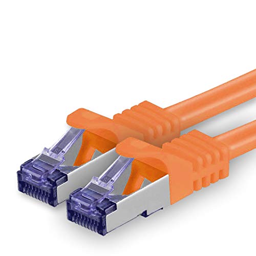 1aTTack.de Cat.7 Netzwerkkabel 0,5m - Orange - 1 Stück - Cat7 Patchkabel (SFTP/PIMF/LSZH) Rohkabel 10 Gb/s mit Rj 45 Stecker Cat.6a - 1 x 0,5 Meter Orange von 1aTTack.de