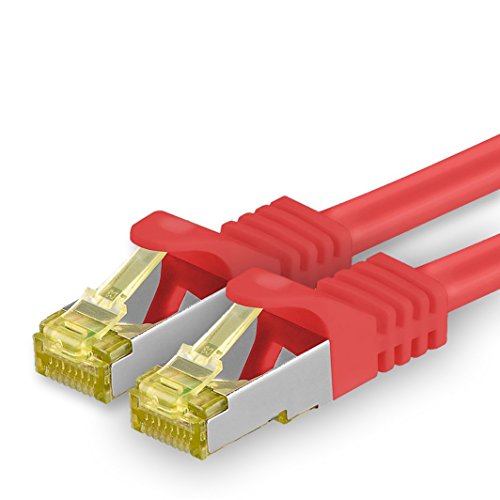 1aTTack.de Cat.7 Netzwerkkabel 0,5m Rot 1 Stück Cat7 Ethernetkabel Netzwerk LAN Kabel Rohkabel 10 Gb s SFTP PIMF LSZH Set Patchkabel mit Rj 45 Stecker Cat.6a von 1aTTack.de