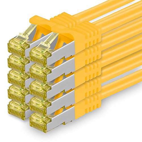 Cat.7 Netzwerkkabel 1,5m Gelb 10 Stück Cat7 Ethernetkabel Netzwerk LAN Kabel Rohkabel 10 Gb s SFTP PIMF LSZH Set Patchkabel mit Rj 45 Stecker Cat.6a von 1aTTack.de