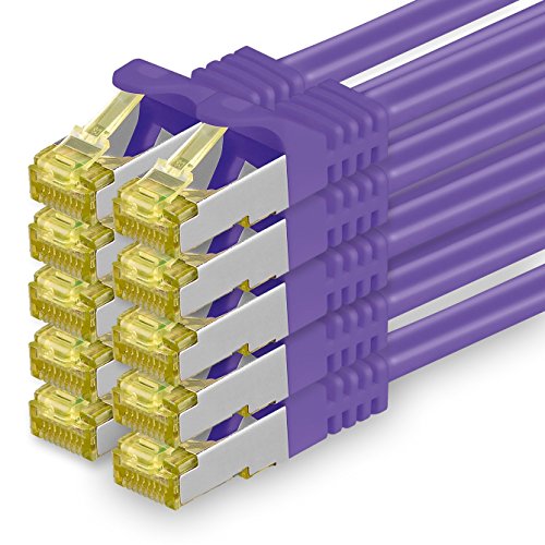 Cat.7 Netzwerkkabel 1,5m Violett 10 Stück Cat7 Ethernetkabel Netzwerk LAN Kabel Rohkabel 10 Gb s SFTP PIMF LSZH Set Patchkabel mit Rj 45 Stecker Cat.6a von 1aTTack.de