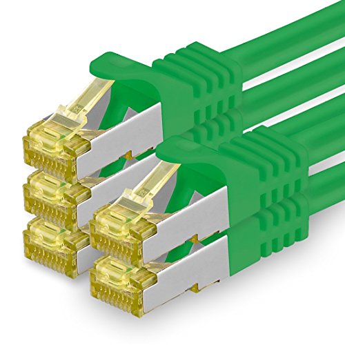 1aTTack.de Cat.7 Netzwerkkabel 10m Grün 5 Stück Cat7 Ethernetkabel Netzwerk LAN Kabel Rohkabel 10 Gb s SFTP PIMF LSZH Set Patchkabel mit Rj 45 Stecker Cat.6a von 1aTTack.de