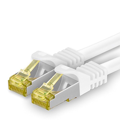 1aTTack.de Cat.7 Netzwerkkabel 1m Weiß 1 Stück Cat7 Ethernetkabel Netzwerk LAN Kabel Rohkabel 10 Gb s SFTP PIMF LSZH Set Patchkabel mit Rj 45 Stecker Cat.6a von 1aTTack.de