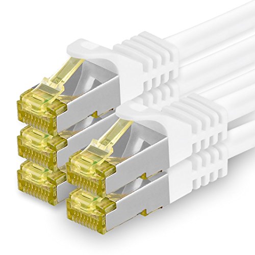 1aTTack.de Cat.7 Netzwerkkabel 1m Weiß 5 Stück Cat7 Ethernetkabel Netzwerk LAN Kabel Rohkabel 10 Gb s SFTP PIMF LSZH Set Patchkabel mit Rj 45 Stecker Cat.6a von 1aTTack.de