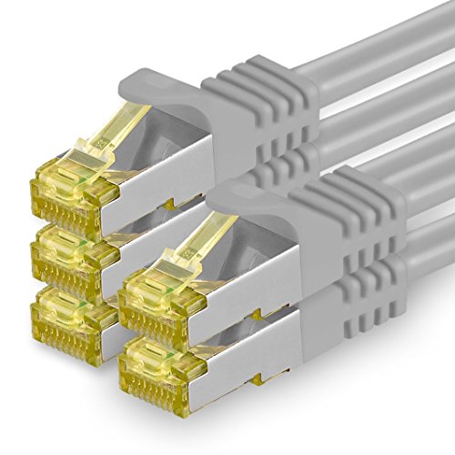 1aTTack.de Cat.7 Netzwerkkabel 2m Grau 5 Stück Cat7 Ethernetkabel Netzwerk LAN Kabel Rohkabel 10 Gb s SFTP PIMF LSZH Set Patchkabel mit Rj 45 Stecker Cat.6a von 1aTTack.de