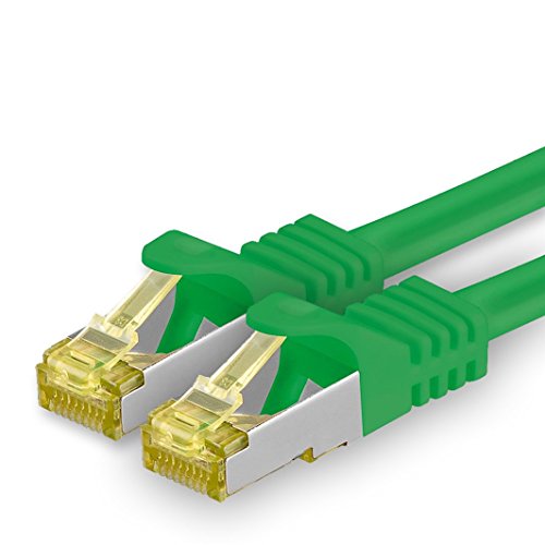 1aTTack.de Cat.7 Netzwerkkabel 2m Grün 1 Stück Cat7 Ethernetkabel Netzwerk LAN Kabel Rohkabel 10 Gb s SFTP PIMF LSZH Set Patchkabel mit Rj 45 Stecker Cat.6a von 1aTTack.de