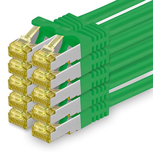 Cat.7 Netzwerkkabel 2m Grün 10 Stück Cat7 Ethernetkabel Netzwerk LAN Kabel Rohkabel 10 Gb s SFTP PIMF LSZH Set Patchkabel mit Rj 45 Stecker Cat.6a von 1aTTack.de