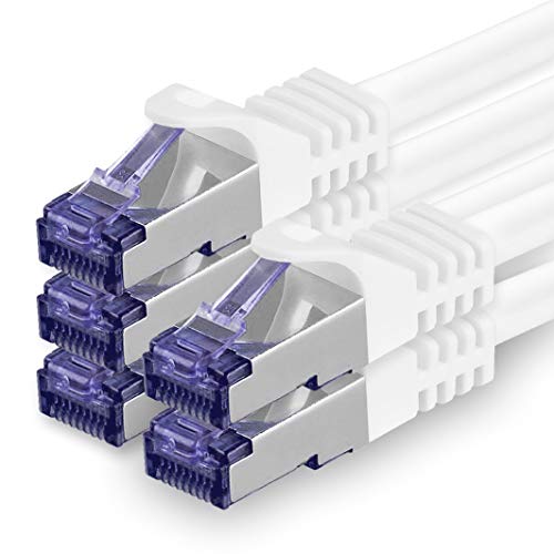 1aTTack.de 5x 2.0 M CAT7 Netzwerkkabel - 10 Gigabit - RJ45 Patchkabel Ethernet Kabel (SFTP PIMF LSZH CU) - für DSL LAN Switch Modem Router Patchpanel CAT7 CAT6 CAT5 - weiß von 1aTTack.de