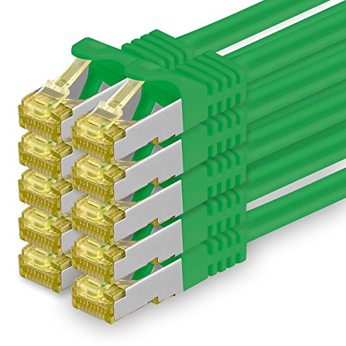 Cat.7 Netzwerkkabel 3m Grün 10 Stück Cat7 Ethernetkabel Netzwerk LAN Kabel Rohkabel 10 Gb s SFTP PIMF LSZH Set Patchkabel mit Rj 45 Stecker Cat.6a von 1aTTack.de