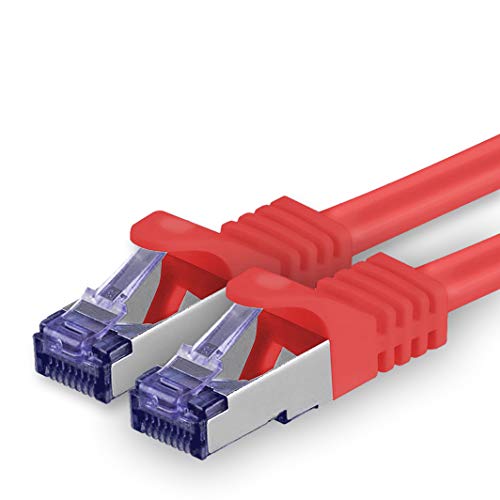 1aTTack.de Cat.7 Netzwerkkabel 5m - Rot - 1 Stück - Cat7 Patchkabel (SFTP/PIMF/LSZH) Rohkabel 10 Gb/s mit Rj 45 Stecker Cat.6a - 1 x 5 Meter Rot von 1aTTack.de