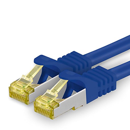 1aTTack.de Cat.7 Netzwerkkabel 7,5m Blau 1 Stück Cat7 Ethernetkabel Netzwerk LAN Kabel Rohkabel 10 Gb s SFTP PIMF LSZH Set Patchkabel mit Rj 45 Stecker Cat.6a von 1aTTack.de
