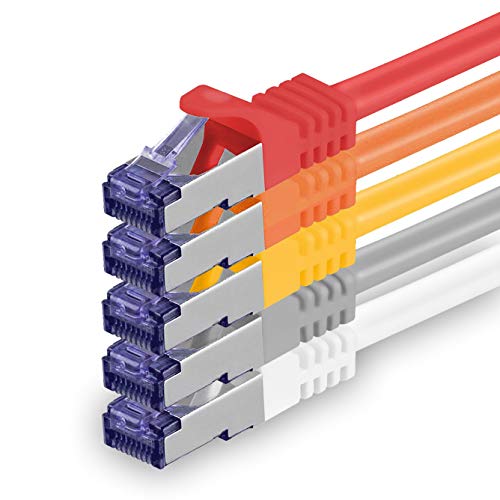 1aTTack.de 5x 2.0 M CAT7 Netzwerkkabel - 10 Gigabit - RJ45 Patchkabel Ethernet Kabel (SFTP PIMF LSZH CU) - für DSL LAN Switch Modem Router Patchpanel CAT7 CAT6 CAT5 - mehrfarbig von 1aTTack.de