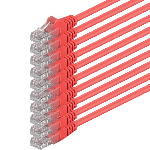 10m - rot - 10 Stück - (PACK) - CAT.6 CAT6 Ethernet-Lan-Netzwerk-Kabel 1000 Mbit/s Patchkabel von 1aTTack.de