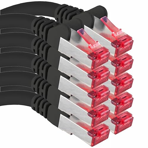 0,5 M - 10 Stück - Cat6 Ethernet LAN Kabel RJ45 - Schwarz – Hochgeschwindigkeits-Netzwerkkabel für Streaming, Gaming, TV und Computer – Stabil und langlebig – Perfekt für Heimnetzwerk und Büro 0,5 M - 10 Stück - Cat6 Ethernet LAN Kabel RJ45 - Schwarz – Hochgeschwindigkeits-Netzwerkkabel für Streaming, Gaming, TV und Computer – Stabil und langlebig – Perfekt für Heimnetzwerk und Büro von 1aTTack.de