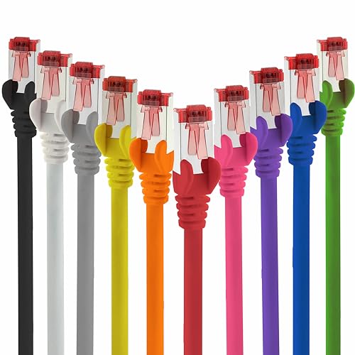 2 M - 10 Stück - Cat6 Ethernet LAN Kabel RJ45-10 Farben – Hochgeschwindigkeits-Netzwerkkabel für Streaming, Gaming, TV und Computer – Stabil und langlebig – Perfekt für Heimnetzwerk und Büro 2 M - 10 Stück - Cat6 Ethernet LAN Kabel RJ45-10 Farben – Hochgeschwindigkeits-Netzwerkkabel für Streaming, Gaming, TV und Computer – Stabil und langlebig – Perfekt für Heimnetzwerk und Büro von 1aTTack.de