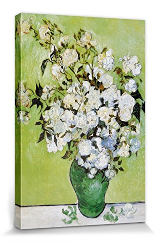 1art1 Vincent Van Gogh Poster Vase Mit Weißen Rosen, 1890 Bilder Leinwand-Bild Auf Keilrahmen | XXL-Wandbild Poster Kunstdruck Als Leinwandbild 30x20 cm von 1art1