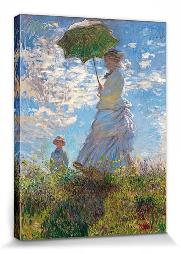 1art1 Claude Monet Poster Frau Mit Sonnenschirm, Madame Monet Mit Ihrem Sohn, 1875 Bilder Leinwand-Bild Auf Keilrahmen | XXL-Wandbild Poster Kunstdruck Als Leinwandbild 40x30 cm von 1art1