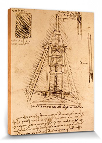 1art1 Leonardo Da Vinci Poster Zeichnung Einer Bohrmaschine, 1487-1490 Bilder Leinwand-Bild Auf Keilrahmen | XXL-Wandbild Poster Kunstdruck Als Leinwandbild 40x30 cm von 1art1