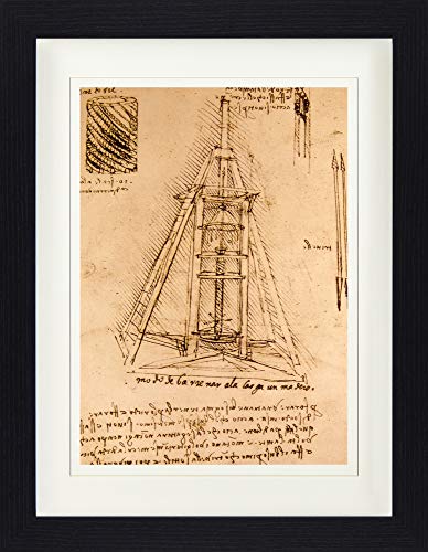 1art1 Leonardo Da Vinci Poster Zeichnung Einer Bohrmaschine, 1487-1490 Gerahmtes Bild Mit Edlem Passepartout | Wand-Bilder | Im Bilderrahmen 40x30 cm von 1art1