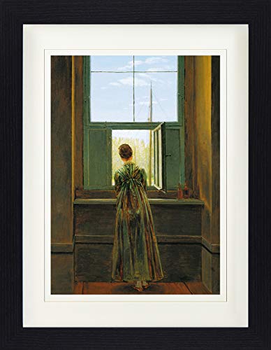 1art1 Caspar David Friedrich Poster Frau Am Fenster, 1822 Gerahmtes Bild Mit Edlem Passepartout | Wand-Bilder | Im Bilderrahmen 40x30 cm von 1art1