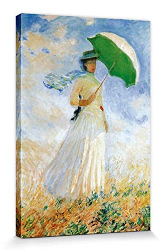 1art1 Claude Monet Poster Frau Mit Sonnenschirm, 1886 Bilder Leinwand-Bild Auf Keilrahmen | XXL-Wandbild Poster Kunstdruck Als Leinwandbild 30x20 cm von 1art1