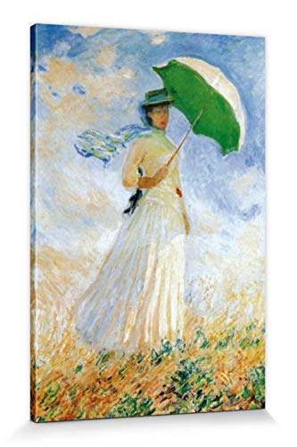 1art1 Claude Monet Poster Frau Mit Sonnenschirm, 1886 Bilder Leinwand-Bild Auf Keilrahmen | XXL-Wandbild Poster Kunstdruck Als Leinwandbild 120x80 cm von 1art1