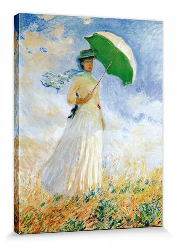 1art1 Claude Monet Poster Frau Mit Sonnenschirm, 1886 Bilder Leinwand-Bild Auf Keilrahmen | XXL-Wandbild Poster Kunstdruck Als Leinwandbild 40x30 cm von 1art1