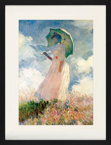 1art1 Claude Monet Poster Frau Mit Sonnenschirm 1886 Gerahmtes Bild Mit Edlem Passepartout | Wand-Bilder | Im Bilderrahmen 80x60 cm von 1art1