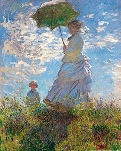 1art1 Claude Monet Poster Frau Mit Sonnenschirm, Madame Monet Mit Ihrem Sohn, 1875 Kunstdruck Bild 50x40 cm von 1art1
