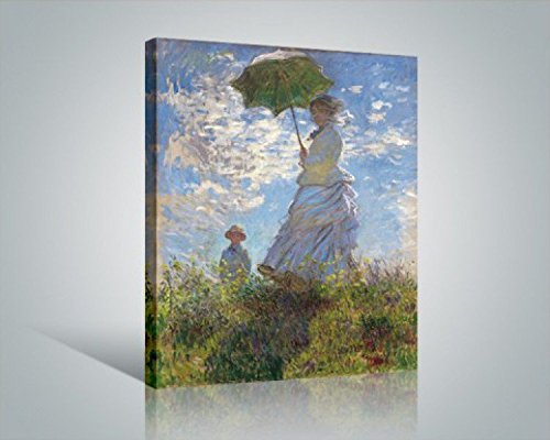 1art1 Claude Monet Poster Frau Mit Sonnenschirm, Madame Monet Mit Ihrem Sohn, 1875 Bilder Leinwand-Bild Auf Keilrahmen | XXL-Wandbild Poster Kunstdruck Als Leinwandbild 50x40 cm von 1art1