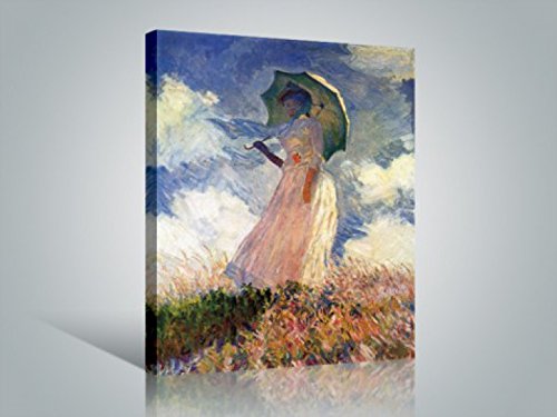 1art1 Claude Monet Poster Frau Mit Sonnenschirm 1886 Bilder Leinwand-Bild Auf Keilrahmen | XXL-Wandbild Poster Kunstdruck Als Leinwandbild 80x60 cm von 1art1