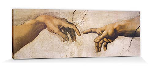 1art1 Michelangelo Buonarroti - Die Erschaffung Adams, Detail, 1508-1512 Bilder Leinwand-Bild Auf Keilrahmen | XXL-Wandbild Poster Kunstdruck Als Leinwandbild 150 x 50 cm von 1art1