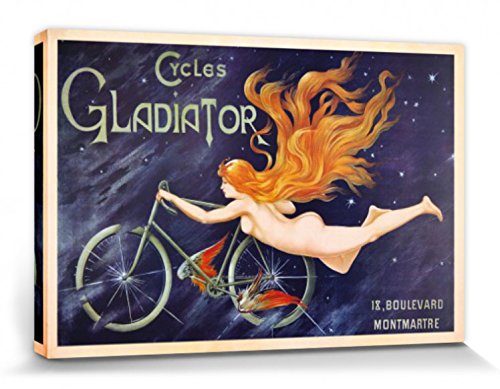 1art1 Historische Werbeplakate Poster Cycles Gladiator, Nymphe Mit Rotem Haar Und Fahrrad, 1895 Bilder Leinwand-Bild Auf Keilrahmen | XXL-Wandbild Poster Kunstdruck Als Leinwandbild 120x80 cm von 1art1