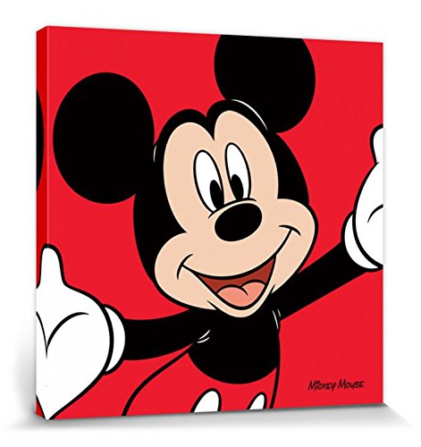 1art1 Micky Maus Poster Red Bilder Leinwand-Bild Auf Keilrahmen | XXL-Wandbild Poster Kunstdruck Als Leinwandbild 80x80 cm von 1art1