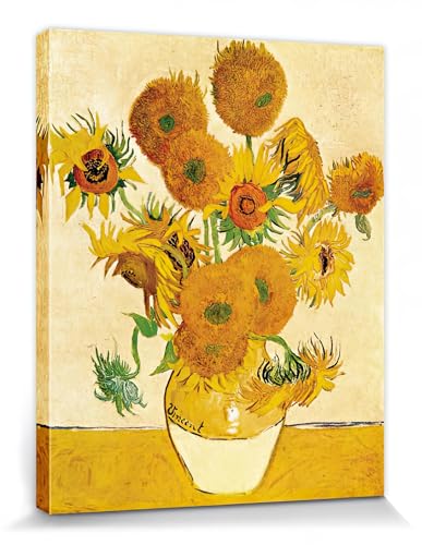 1art1 Vincent Van Gogh Poster Vierzehn Sonnenblumen In Einer Vase, 1888 Bilder Leinwand-Bild Auf Keilrahmen | XXL-Wandbild Poster Kunstdruck Als Leinwandbild 50x40 cm von 1art1