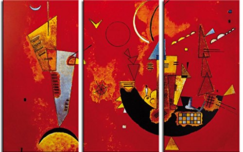1art1 Wassily Kandinsky Poster Mit Und Gegen, 1929, 3-Teilig Bilder Leinwand-Bild Auf Keilrahmen | XXL-Wandbild Poster Kunstdruck Als Leinwandbild 180x120 cm von 1art1