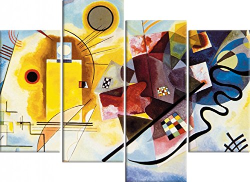 1art1 Wassily Kandinsky Poster Gelb Rot Blau, 1925, 4-Teilig Bilder Leinwand-Bild Auf Keilrahmen | XXL-Wandbild Poster Kunstdruck Als Leinwandbild 120x80 cm von 1art1