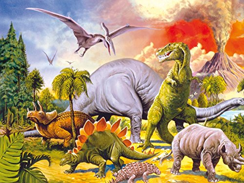 1art1 Dinosaurier Collage, Dino-Welt, 2-Teilig Fototapete Poster-Tapete 240x180 cm von 1art1