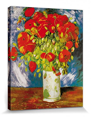 1art1 Vincent Van Gogh Poster Vase Mit Rotem Klatschmohn, 1886 Bilder Leinwand-Bild Auf Keilrahmen | XXL-Wandbild Poster Kunstdruck Als Leinwandbild 50x40 cm von 1art1