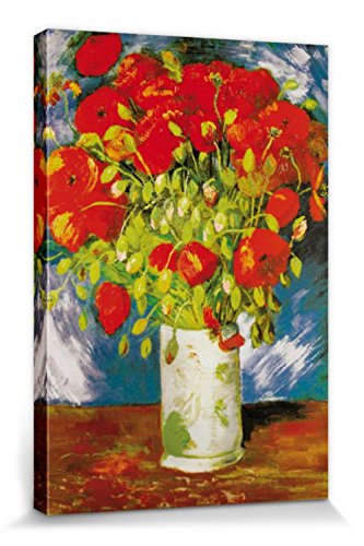 1art1 Vincent Van Gogh Poster Vase Mit Rotem Klatschmohn, 1886 Bilder Leinwand-Bild Auf Keilrahmen | XXL-Wandbild Poster Kunstdruck Als Leinwandbild 120x80 cm von 1art1