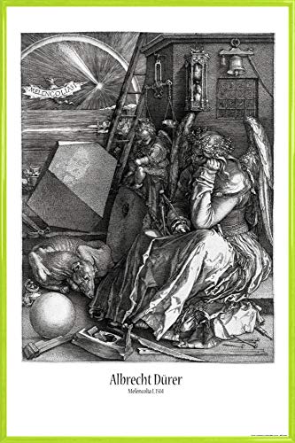 1art1 Albrecht Dürer Poster Plakat | Bild und Kunststoff-Rahmen - Melencolia I, Die Melancholie, 1514, S/W (91 x 61cm) von 1art1