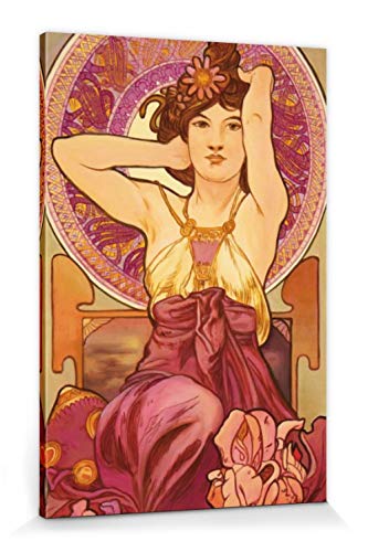 1art1 Alphonse Mucha Poster Die Edelsteine, Amethyst 1900 Bilder Leinwand-Bild Auf Keilrahmen | XXL-Wandbild Poster Kunstdruck Als Leinwandbild 180x120 cm von 1art1