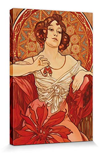 1art1 Alphonse Mucha Poster Die Edelsteine, Rubin 1900 Bilder Leinwand-Bild Auf Keilrahmen | XXL-Wandbild Poster Kunstdruck Als Leinwandbild 30x20 cm von 1art1